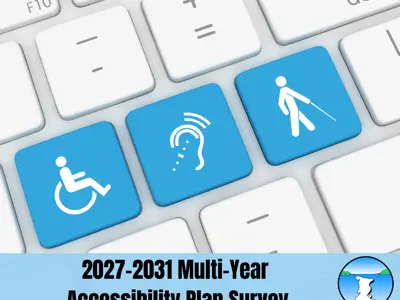 Picture of a keyboard with accessibility symbols highlighted in blue.