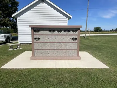 Picture of the columbarium located at the Eastnor Cemetery.